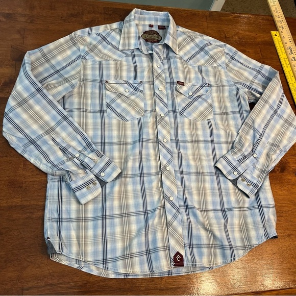 Rafter C men’s Red Dirt Collection gray blue pearl button down size XL - Picture 1 of 7